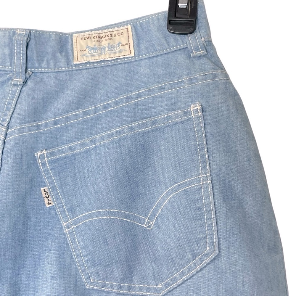 VTG 1970's Levi's white Tab| A Line Denim Skirt| snap Button| size 28 - Picture 6 of 10